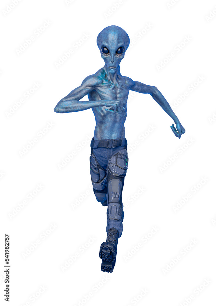 green alien on military ready to win in white background