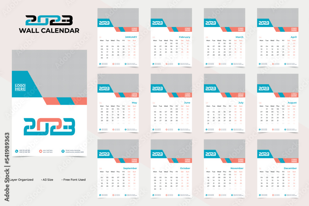 Simple and Colorful New Year 2023 Wall Calendar Template Design
Simple and Colorful New Year 2023 Wall Calendar Template Design