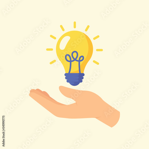 Hand holding light bulb. Creative concept of business idea, solution, innovation, or inspiration.