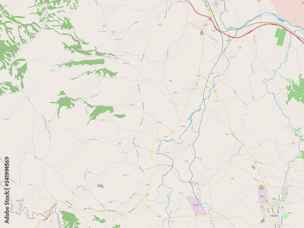 Fototapeta premium Rosoman, Macedonia. OSM. No legend