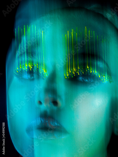 art woman portrait with composing light and rhinestones