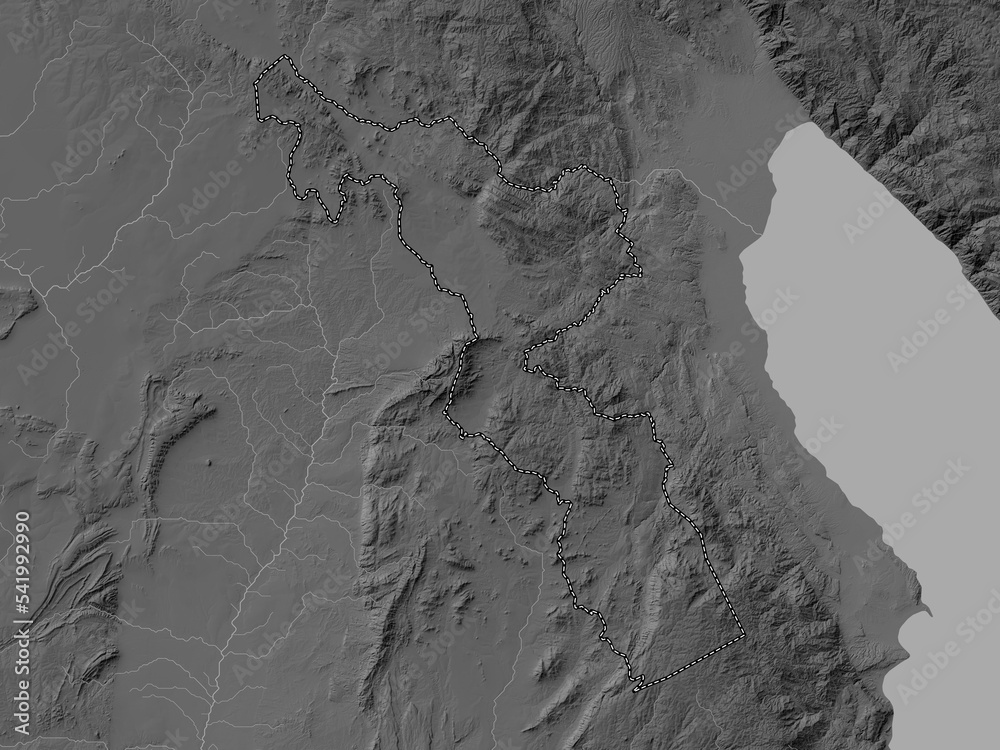 Fototapeta premium Chitipa, Malawi. Grayscale. No legend