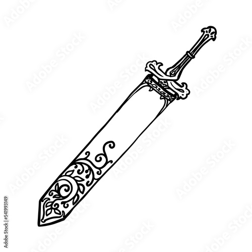 sheathed sword vector illustration on white background