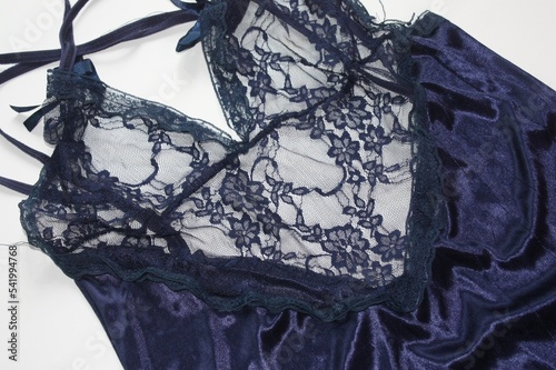Blue floral lace luxury elegant women sleepwear or nightwear.  © Peerapat