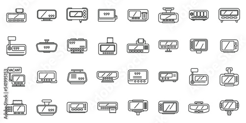 Taximeter icons set outline vector. Auto trip. Taxi button