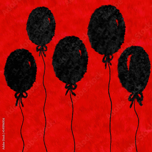 fur ball,fur balloon red and black balloons