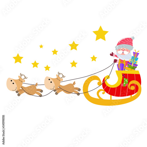 Cute Santa Claus cartoon on white background perfect for Christmas cards. © EzhmaStudio