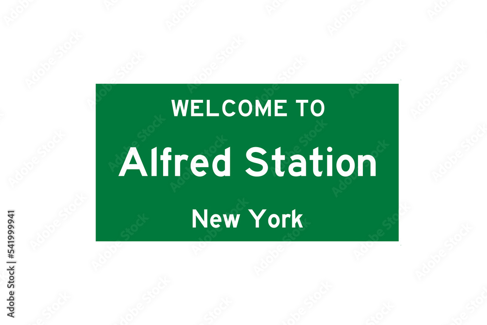 Alfred Station, New York, USA. City limit sign on transparent