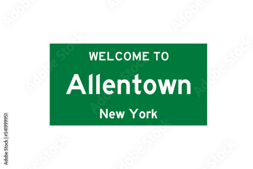Allentown, New York, USA. City limit sign on transparent background.  photo