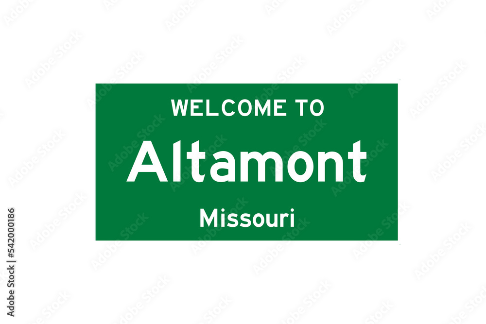 Altamont, Missouri, USA. City limit sign on transparent background