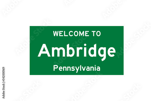 Ambridge, Pennsylvania, USA. City limit sign on transparent background.  photo