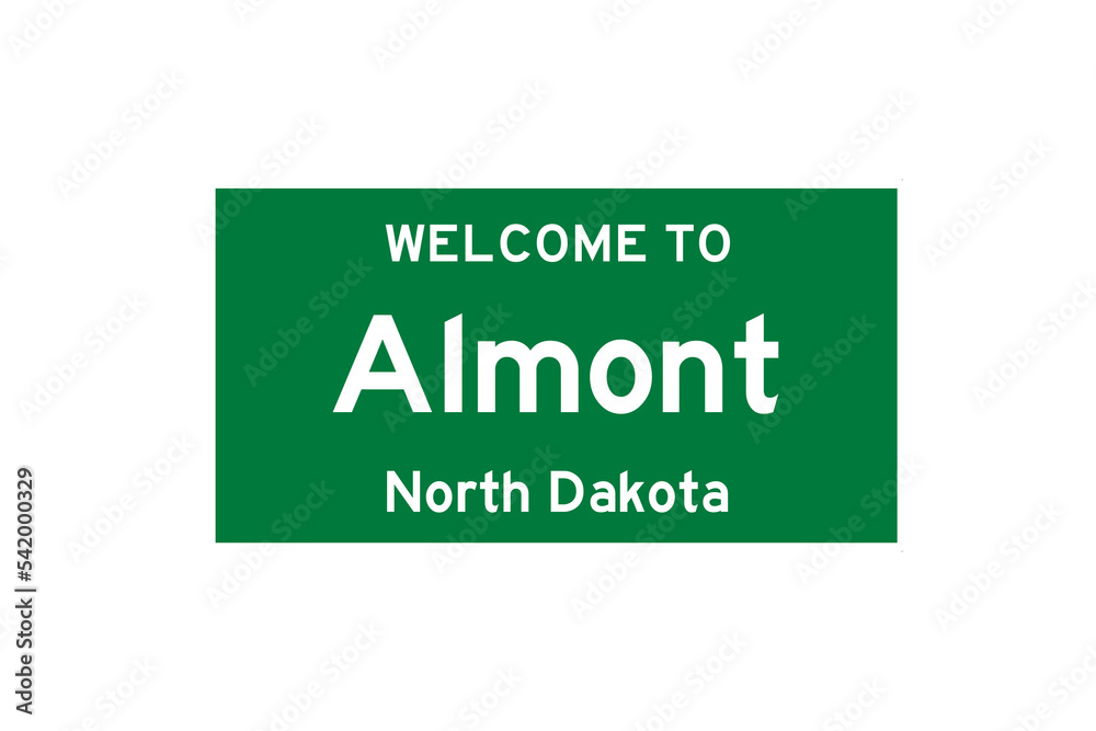 Almont, North Dakota, USA. City limit sign on transparent background. Almont, North Dakota, USA. City limit sign on transparent background.