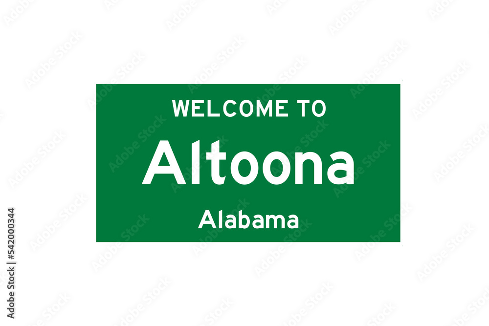 Altoona, Alabama, USA. City limit sign on transparent background. Altoona, Alabama, USA. City limit sign on transparent background.