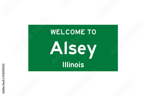 Alsey, Illinois, USA. City limit sign on transparent background.  photo