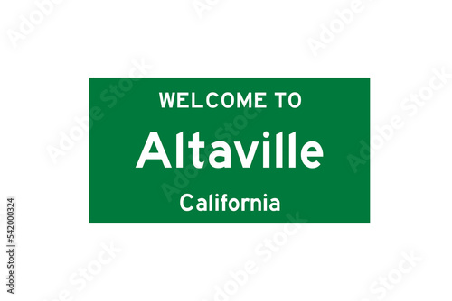 Altaville, California, USA. City limit sign on transparent background.  photo