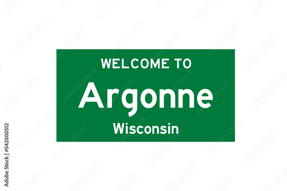 Argonne, Wisconsin, USA. City limit sign on transparent background. Argonne, Wisconsin, USA. City limit sign on transparent background.