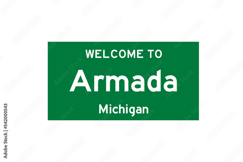 Armada, Michigan, USA. City limit sign on transparent background. Armada, Michigan, USA. City limit sign on transparent background.