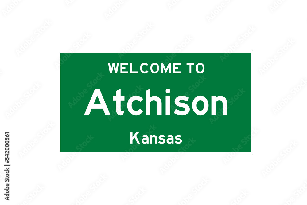 Atchison, Kansas, USA. City limit sign on transparent background. Atchison, Kansas, USA. City limit sign on transparent background.