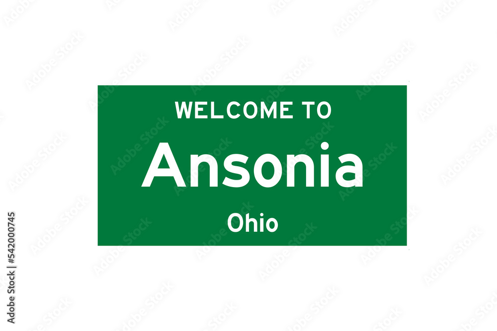Ansonia, Ohio, USA. City limit sign on transparent background. Ansonia, Ohio, USA. City limit sign on transparent background.