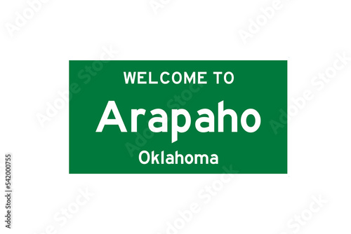 Arapaho, Oklahoma, USA. City limit sign on transparent background.  photo