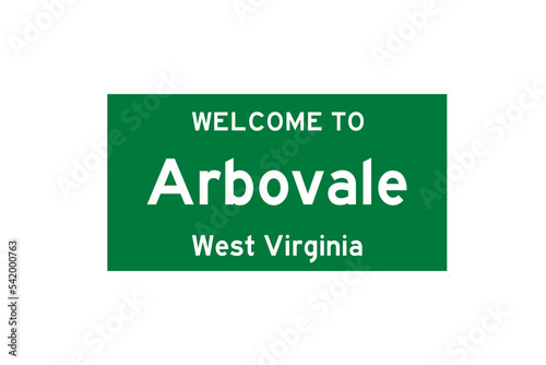 Arbovale, West Virginia, USA. City limit sign on transparent background.  photo