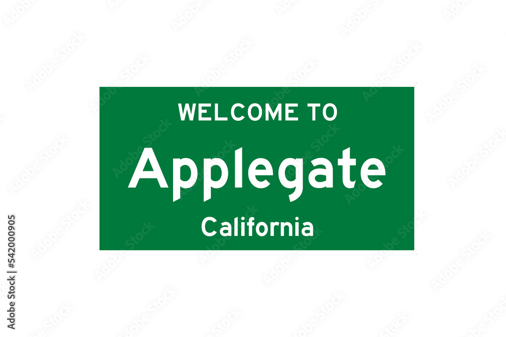 Applegate, California, USA. City limit sign on transparent background