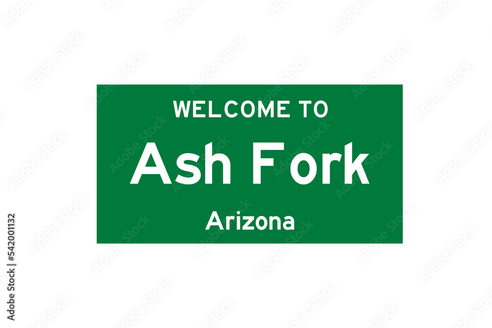 Ash Fork, Arizona, USA. City limit sign on transparent background.