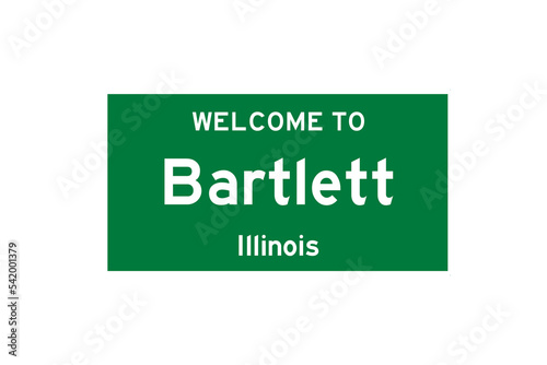 Bartlett, Illinois, USA. City limit sign on transparent background.  photo