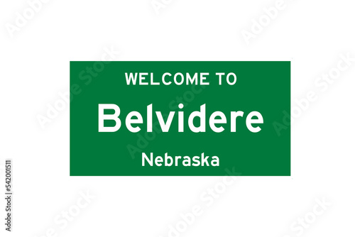 Belvidere, Nebraska, USA. City limit sign on transparent background.  photo