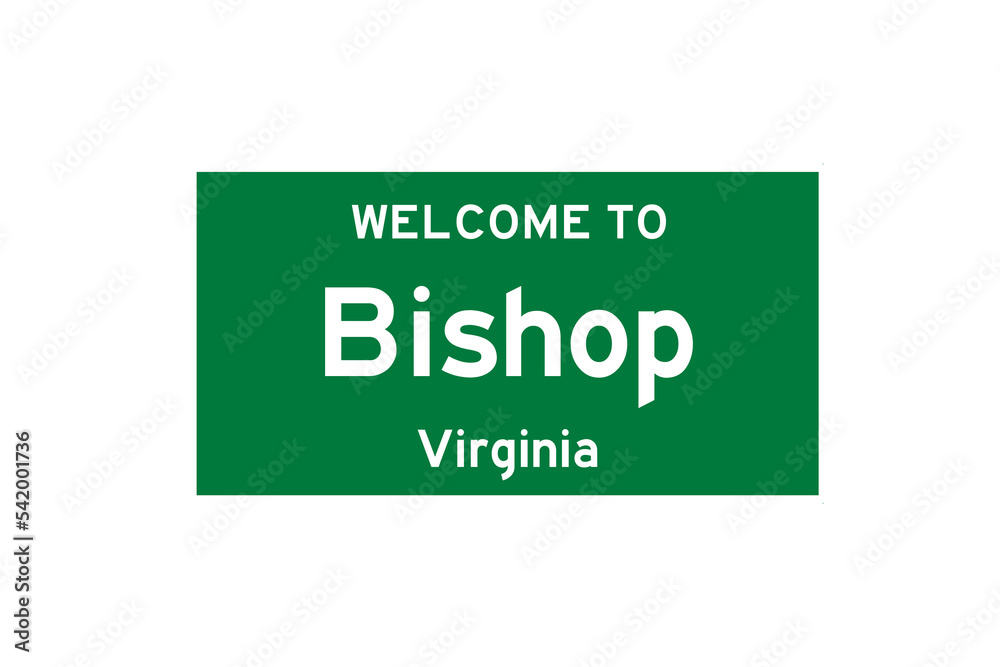Bishop, Virginia, USA. City limit sign on transparent background. Bishop, Virginia, USA. City limit sign on transparent background.