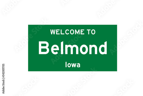 Belmond, Iowa, USA. City limit sign on transparent background.  photo