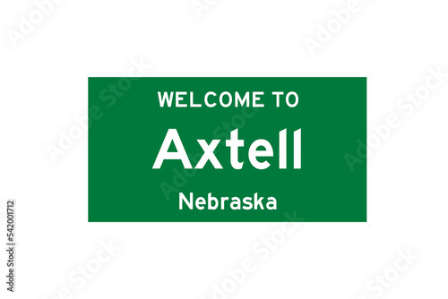Axtell, Nebraska, USA. City limit sign on transparent background.  photo
