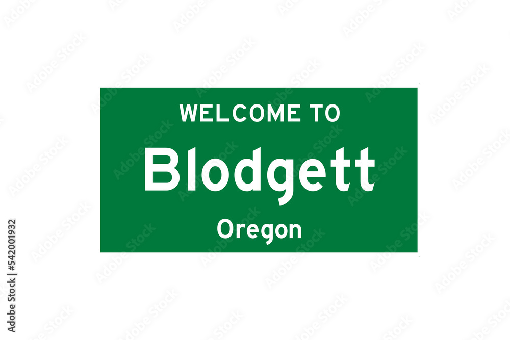 Blodgett, Oregon, USA. City limit sign on transparent background. 