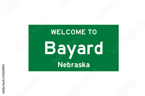 Bayard, Nebraska, USA. City limit sign on transparent background.  photo