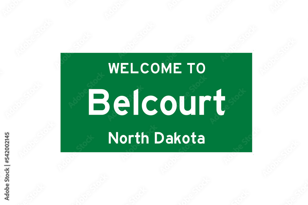 Belcourt, North Dakota, USA. City limit sign on transparent background. Belcourt, North Dakota, USA. City limit sign on transparent background.