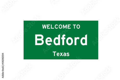 Bedford, Texas, USA. City limit sign on transparent background. 