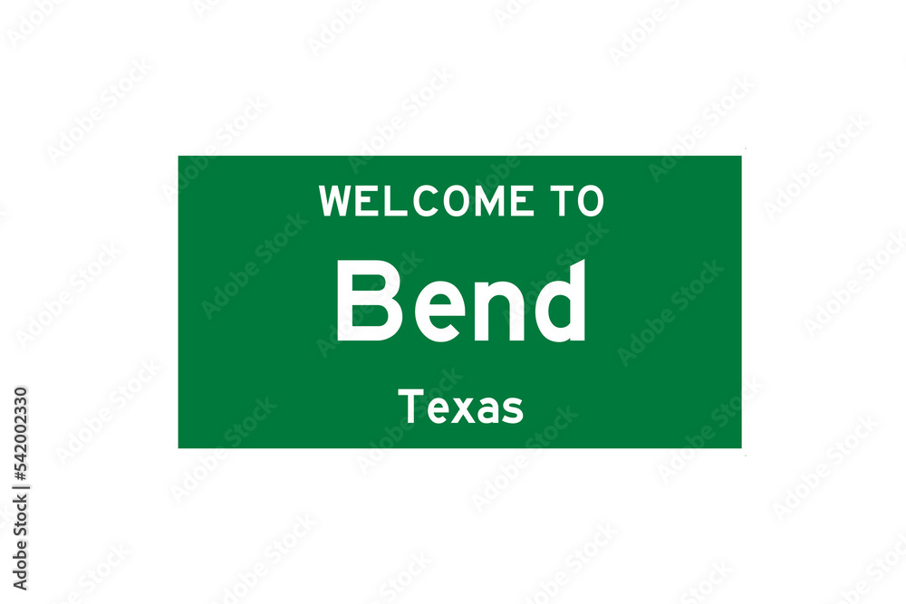 Bend, Texas, USA. City limit sign on transparent background. Bend, Texas, USA. City limit sign on transparent background.