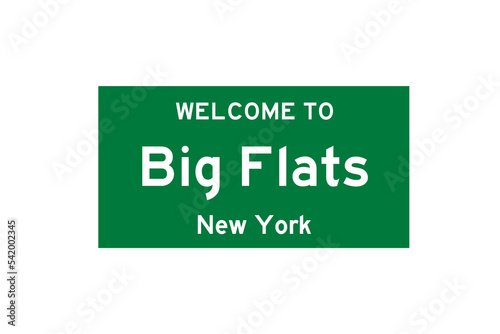 Big Flats, New York, USA. City limit sign on transparent background.  photo