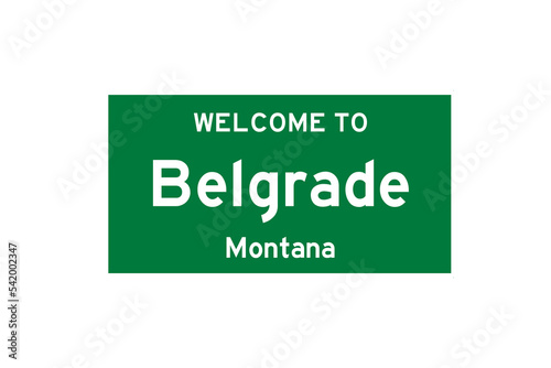 Belgrade, Montana, USA. City limit sign on transparent background.  photo