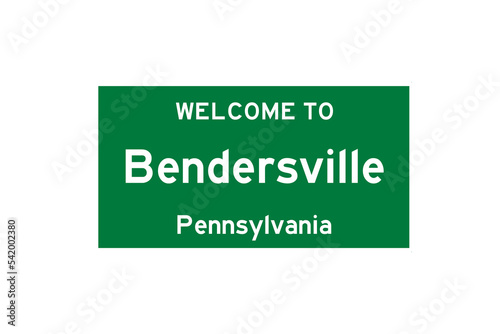 Bendersville, Pennsylvania, USA. City limit sign on transparent background.  photo