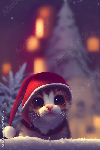 Cute cat dressed for christmas photo