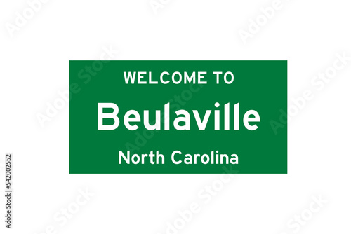 Beulaville, North Carolina, USA. City limit sign on transparent background.  photo