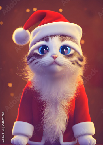 Cute cat dressed for christmas photo