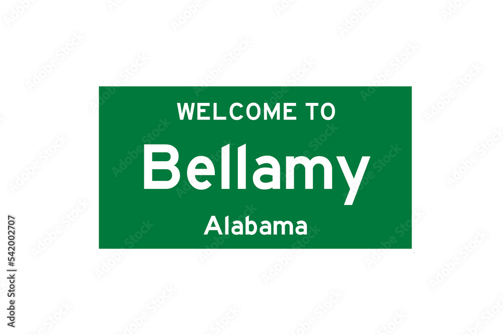 Bellamy, Alabama, USA. City limit sign on transparent background. Bellamy, Alabama, USA. City limit sign on transparent background.