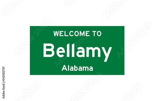 Bellamy, Alabama, USA. City limit sign on transparent background.  photo