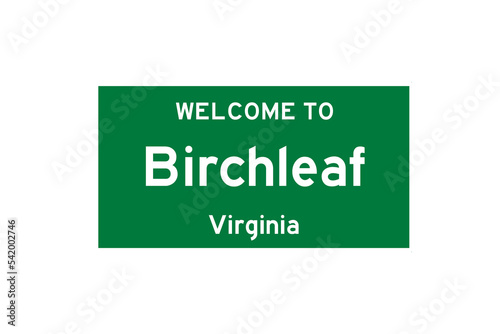 Birchleaf, Virginia, USA. City limit sign on transparent background.  photo