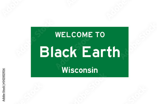 Black Earth, Wisconsin, USA. City limit sign on transparent background.  photo