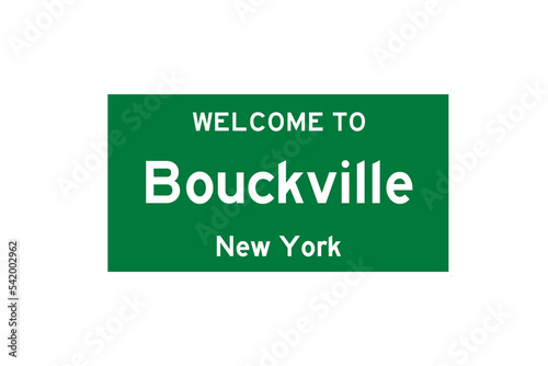 Bouckville, New York, USA. City limit sign on transparent background.  photo