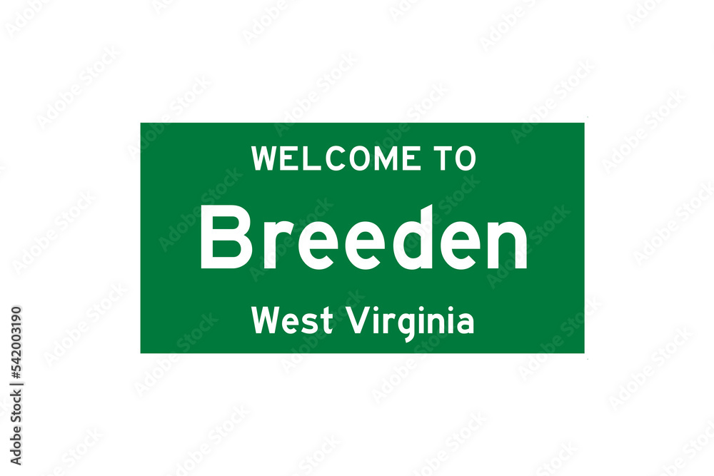 Breeden, West Virginia, USA. City limit sign on transparent background. Breeden, West Virginia, USA. City limit sign on transparent background.