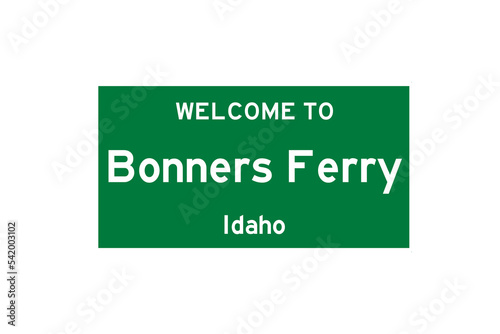 Bonners Ferry, Idaho, USA. City limit sign on transparent background.  photo